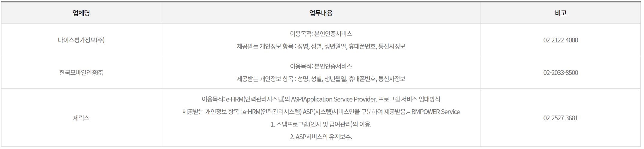 ASP 제공서비스